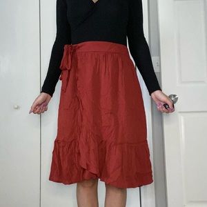 Loft Orange Tie Skirt